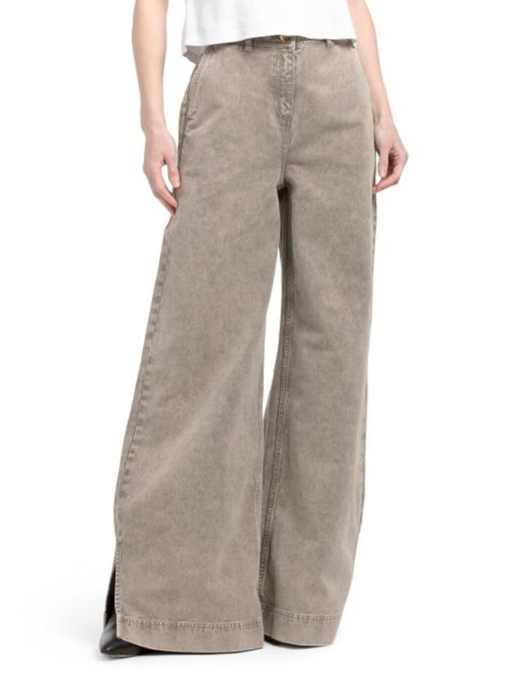 TOCCIN Made In Portugal Eileen Wide Leg Pants With Slit Cuffs